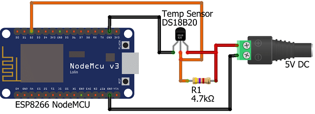 Sending DS18B20 Temperature Sensor to ThingSpeak with ESP8266